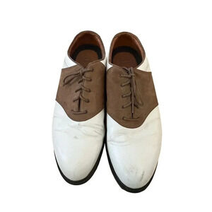 Nike Air Comfort Men's Brown/White VGC Laces Kempshall Last Golf Shoes Size 8W